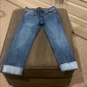 Liverpool Medium Blue Ankle Cropped Jeans with Rolled Cuffs